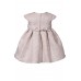 Bonnie Jean Gold/Pink Dotted Waist Bow Pleated Brocade Dress 